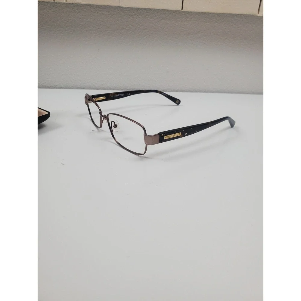 Nine West NW1021 Brown Metallic Rectangular Eyeglass Frames 52-15-135 with Case